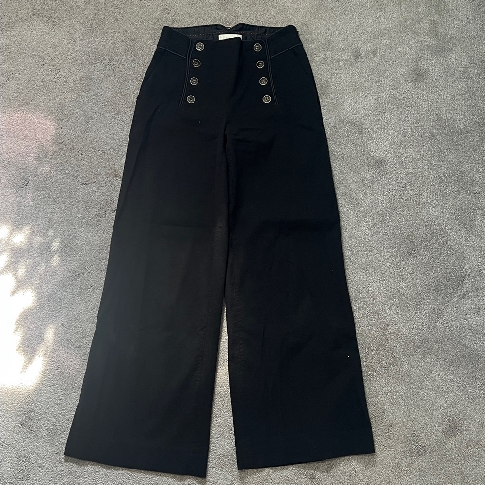 Anthropologie Elevenses Black Sailor Pants Wide Leg Nautical Coastal Chic Y2K 4